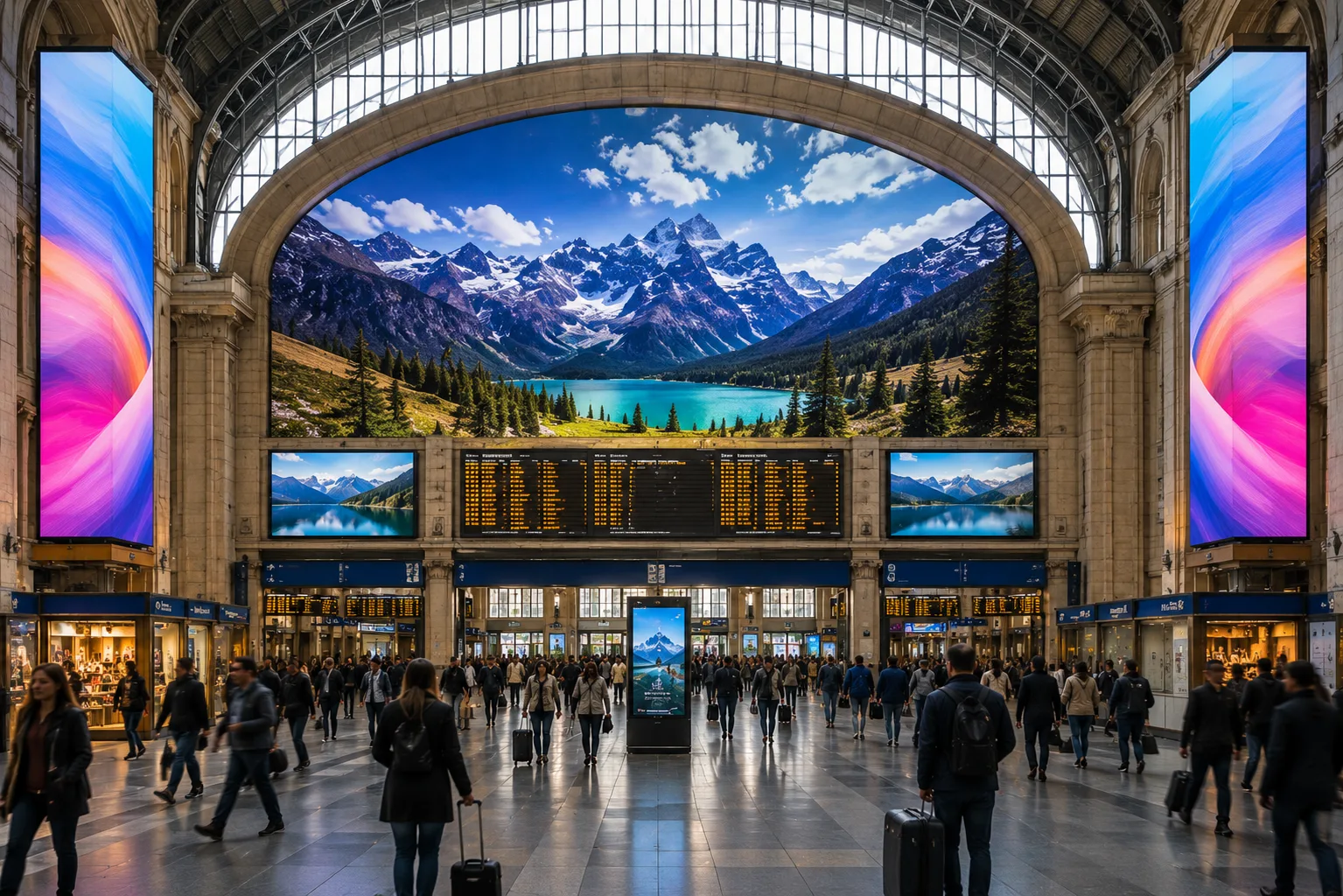 Grande formato pubblicitario e domination in una stazione ferroviaria